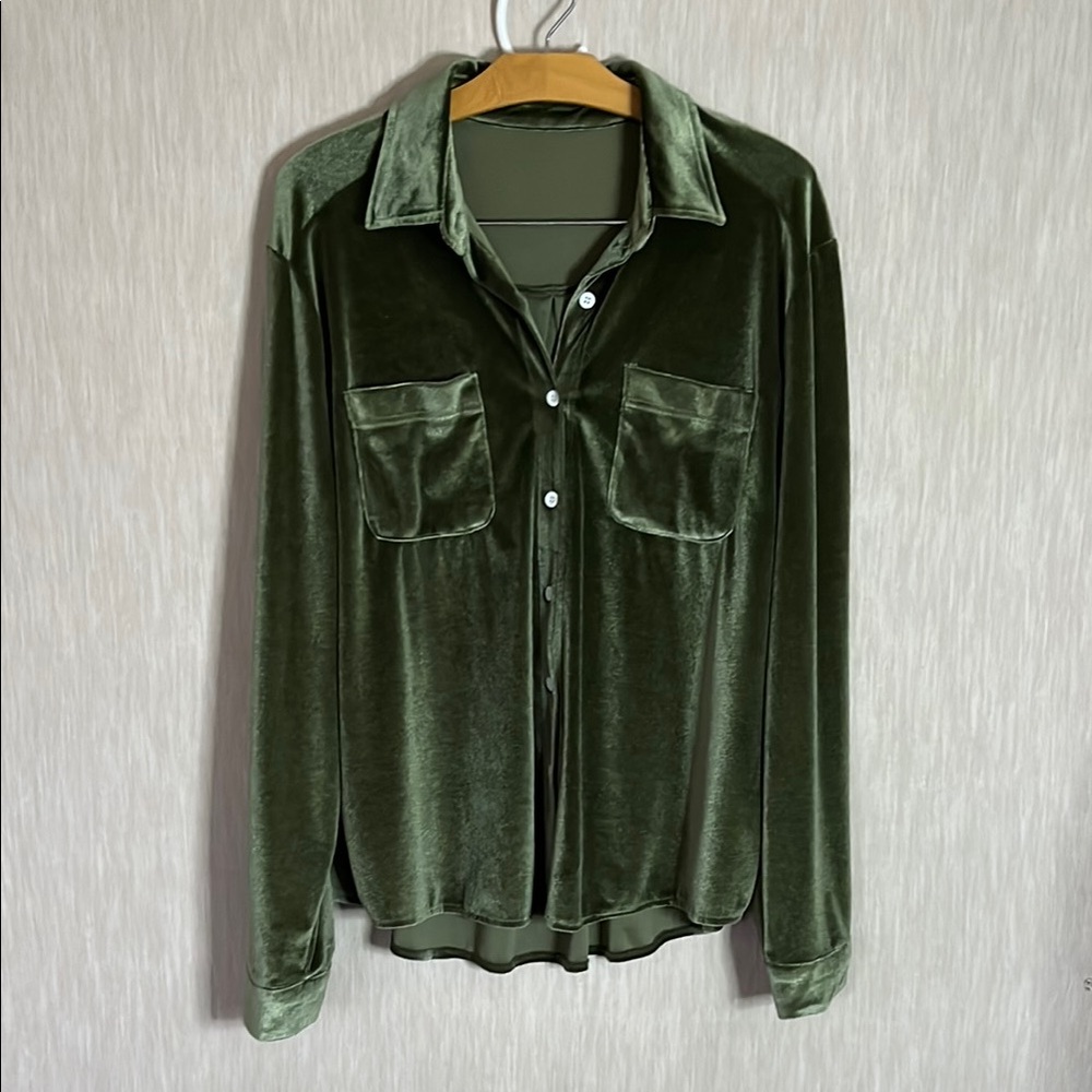 Velour Button Down Shirt